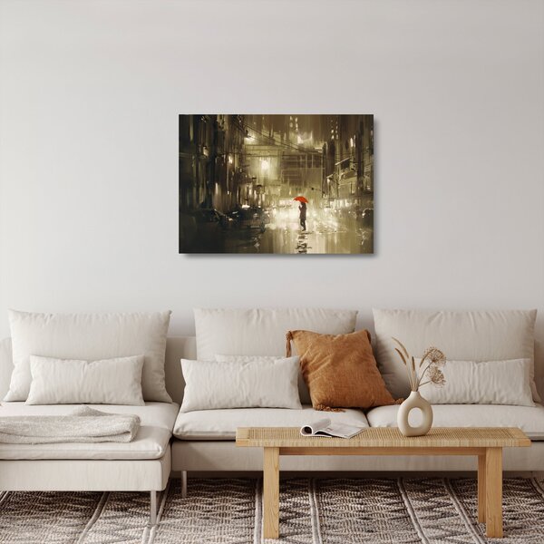 Tablou pe sticlă - Femeie într-o noapte ploioasă (70x50 cm)