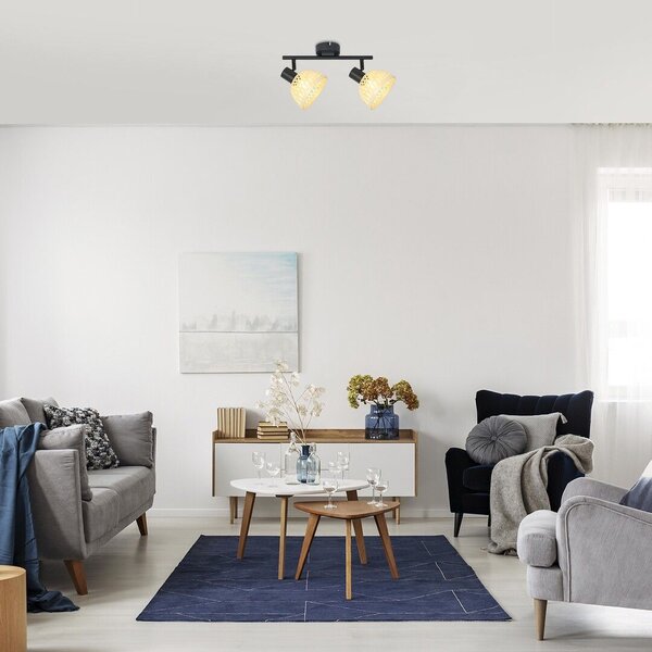 Rabalux Rattan lampă de tavan 2x15 W negru-bej 3134