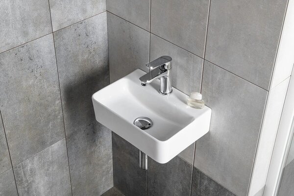 Sapho Sapho, lavoar din beton PICCOLINO 30.8x17cm, baterie pe dreapta, verde mat, PK30523