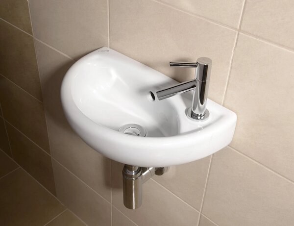 Sapho Sapho, lavoar din beton PICCOLINO 30.8x17cm, baterie pe dreapta, verde mat, PK30523