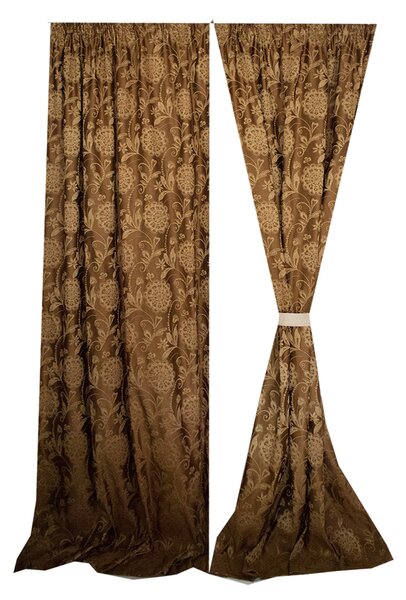 Set draperii Velaria tafta clasic baroc maro, 2 135x280 cm