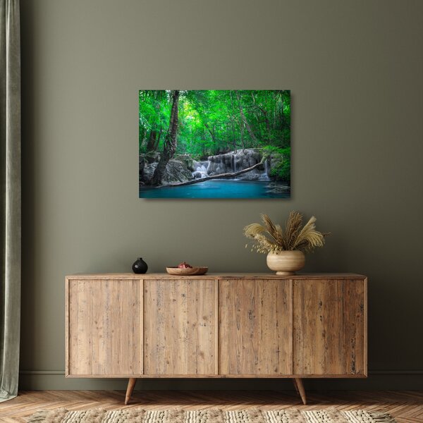 Tablou pe sticlă - Cascada Erawan, Kanchanaburi, Thailanda (70x50 cm)
