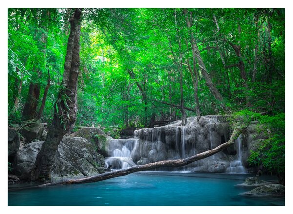 Tablou pe sticlă - Cascada Erawan, Kanchanaburi, Thailanda (70x50 cm)