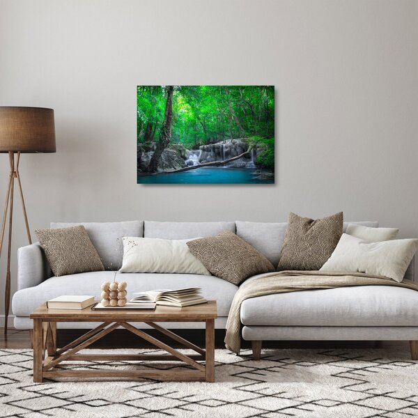 Tablou pe sticlă - Cascada Erawan, Kanchanaburi, Thailanda (70x50 cm)