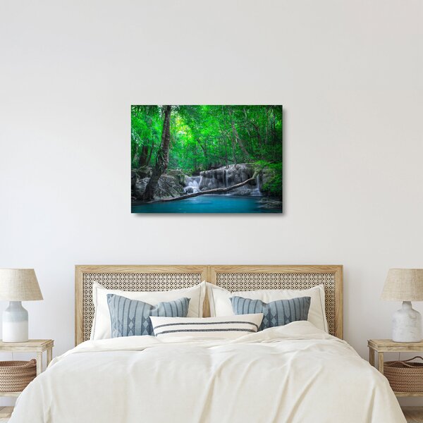 Tablou pe sticlă - Cascada Erawan, Kanchanaburi, Thailanda (70x50 cm)