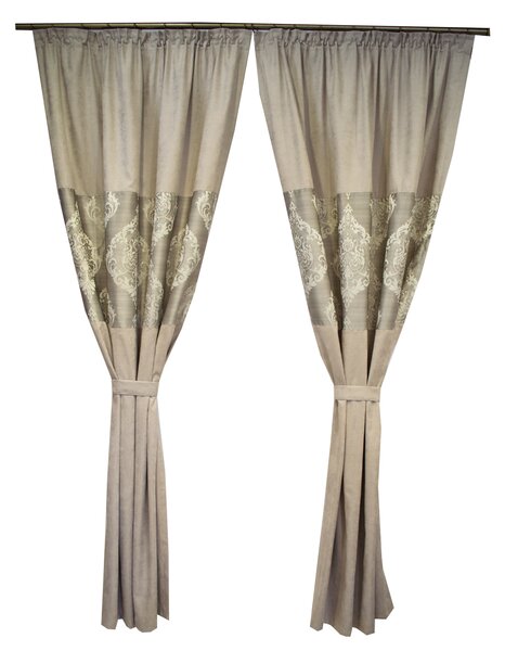 Set draperii Velaria silver cu model baroc, 2 120x225 cm