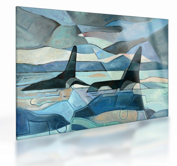 Tablou pe sticlă - Balene (70x50 cm)