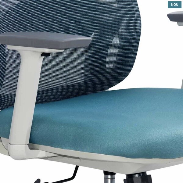 Scaun de birou SKY, brate 3D, suport lombar reglabil, Mesh + Textil, Bleu