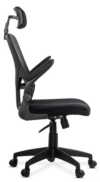 Scaun de birou AERO, brate rabatabile, Mesh + Textil, Negru