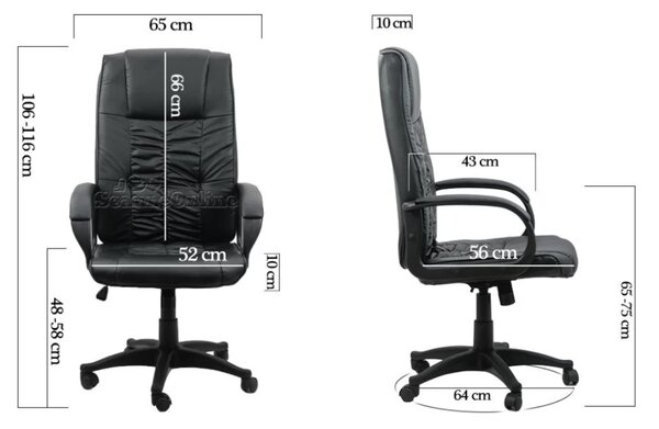 Scaun de birou URBAN, mecanism balans, piele ecologica, Negru