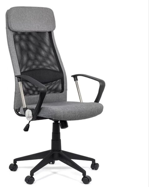 Scaun de birou VORTEX, tetiera captusita, Mesh + Stofa, Gri