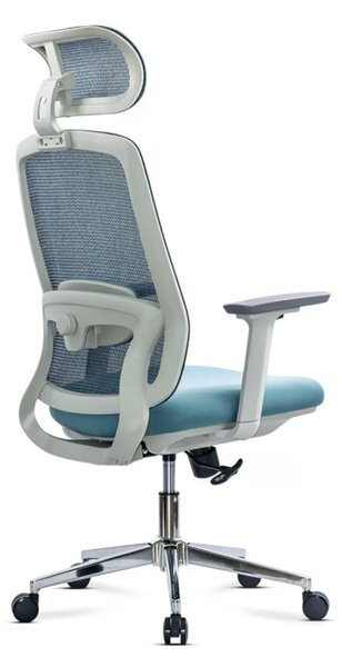 Scaun de birou SKY, brate 3D, suport lombar reglabil, Mesh + Textil, Bleu