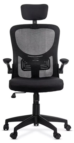 Scaun de birou AERO, brate rabatabile, Mesh + Textil, Negru