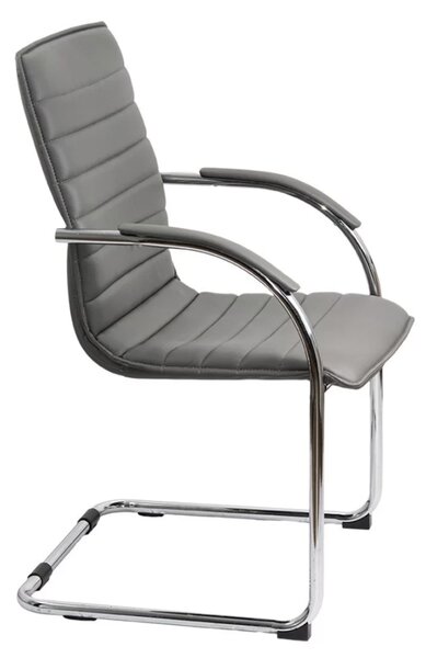 Scaun vizitator ELEGANCE, cadru cromat, piele ecologica, Gri