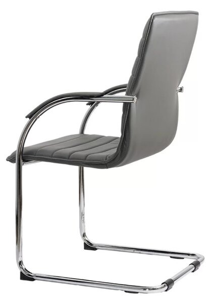 Scaun vizitator ELEGANCE, cadru cromat, piele ecologica, Gri