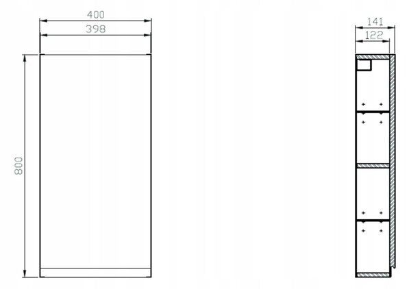 Cersanit Moduo, set dulap baie cu chiuveta blat 80x45x95 cm, stejar lucios alb, S801-447