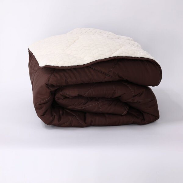 Pilota De Iarna Sherpa Mocca Cu Blanita - Moale Si Confort Absolut 200X210 Cm