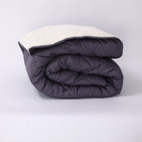 Pilota De Iarna Sherpa Indigo Cu Blanita - Moale Si Confort Absolut 150X210 Cm