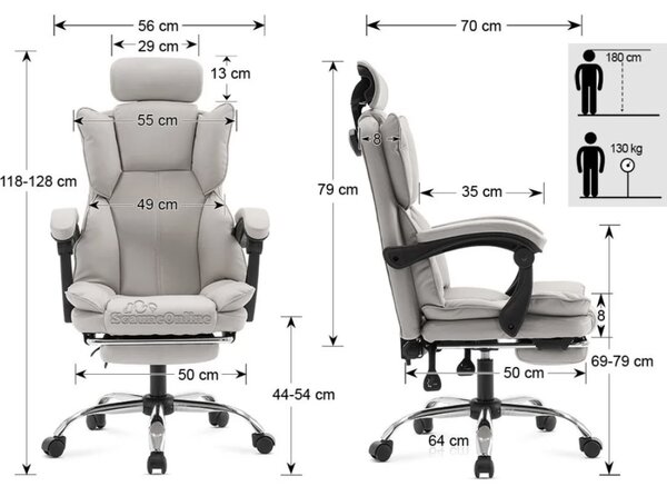 Scaun directorial Prime 105, negru, piele ecologica