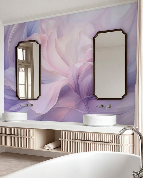 Tapet Ceață delicată de petale: o floare aerisită într-o ceață pastelată de liliac, Fototapet Flori, w09517 : Uwalls.ro