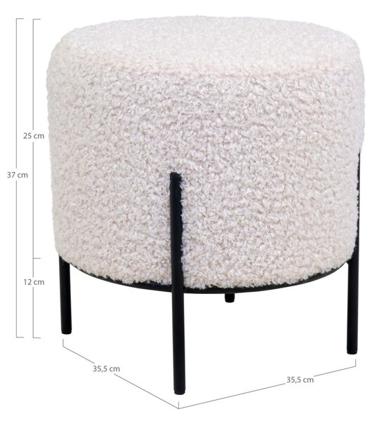 Puf Alford, puf teddy, alb, cu picioare negre