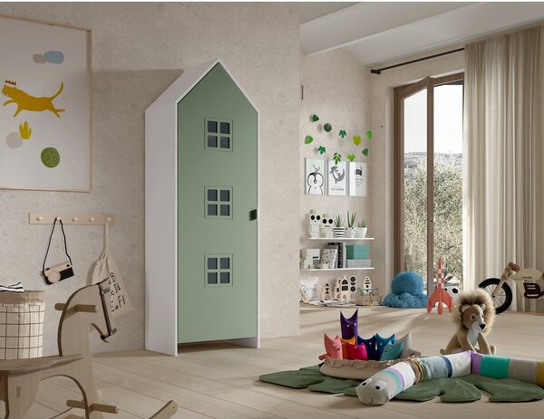 Șifonier pentru copii din lemn de pin alb-verde 37x172 cm Casami Bruges – Vipack