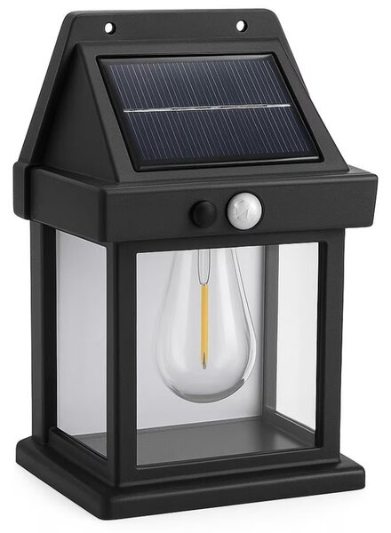 Lampă solară LED de perete Pufo cu senzor de mișcare, iluminat exterior pentru curte, grădină și terasă