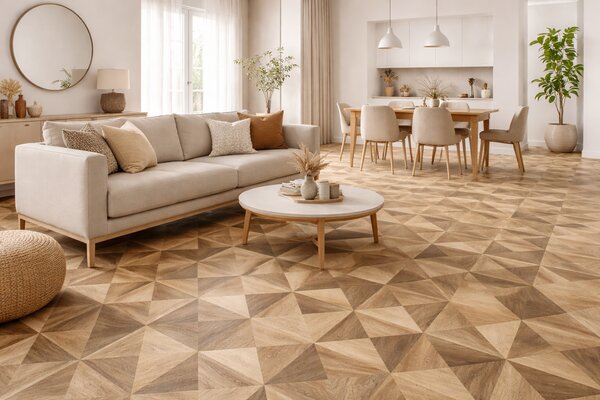 Linoleum Model Parchet KEMPSTON 661, Latime 200 cm, Bej Maro 200 x 400