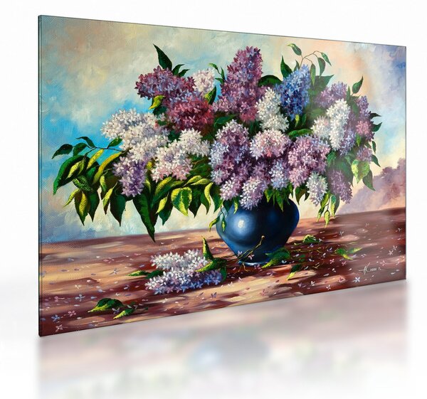 Tablou pe sticlă - Buchet de liliac (70x50 cm)
