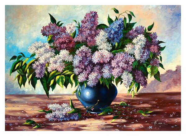 Tablou pe sticlă - Buchet de liliac (70x50 cm)