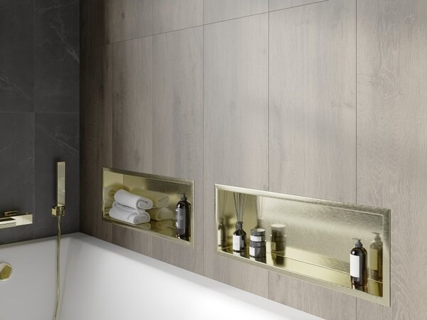 Mexen X-Wall-R, raft de perete incorporat cu guler 60 x 20 cm, auriu lucios, 1950602010