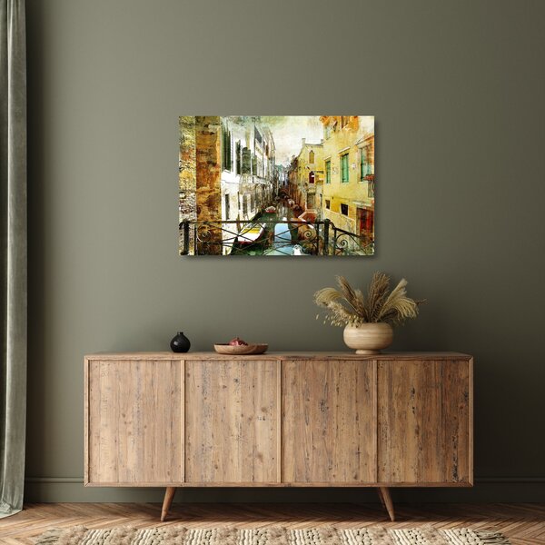 Tablou pe sticlă - Strada din Veneția (70x50 cm)