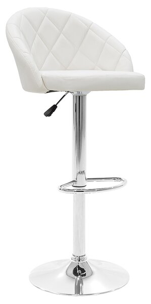 Scaun Bar Bliss Piele Ecologica Alb, Baza Cromata