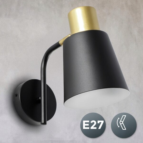 Lampă de perete 1xE27/20W/230V neagră/aurie