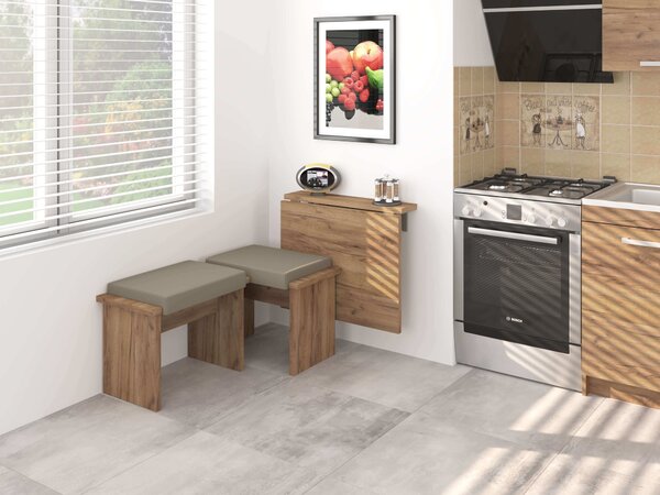 Masă de sufragerie extensibilă Elston 7 (craft auriu) (pentru 2 persoane). 1051402