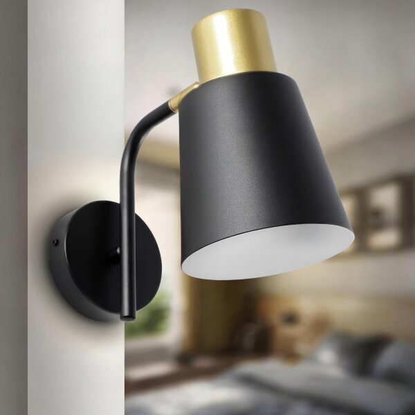 Lampă de perete 1xE27/20W/230V neagră/aurie