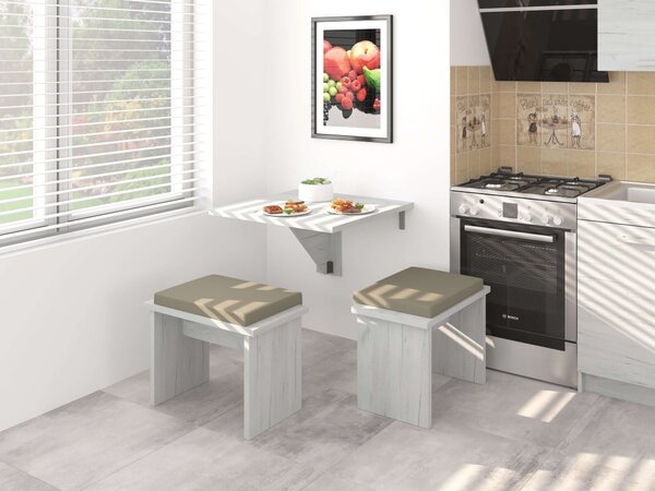 Masă de sufragerie extensibilă Elston 7 (craft alb) (pentru 2 persoane). 1051400