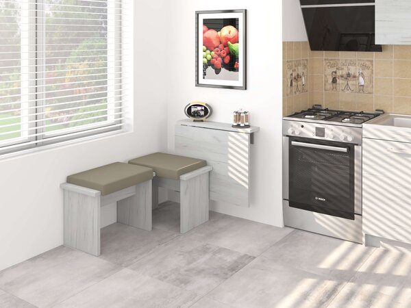 Masă de sufragerie extensibilă Elston 7 (craft alb) (pentru 2 persoane). 1051400