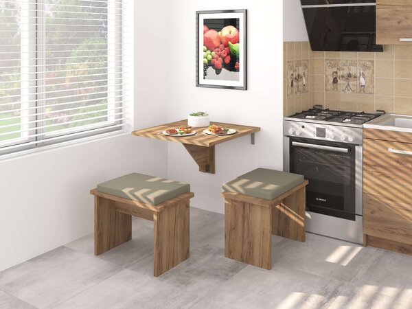 Masă de sufragerie extensibilă Elston 7 (craft auriu) (pentru 2 persoane). 1051402