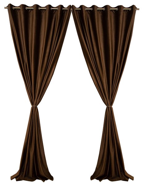 Set draperii Velaria catifea wenge cu capse, 2 160x285 cm