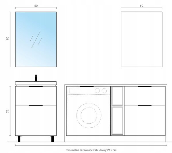 Cersanit City, dulap suspendat 60x14x80 cm, alb lucios, S584-021-DSM