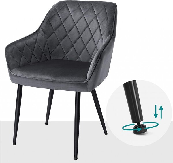 Scaun dining, Songmics, Gri, 62.5x60x85 cm