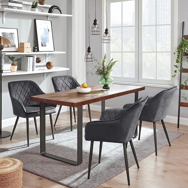 Scaun dining, Songmics, Gri, 62.5x60x85 cm