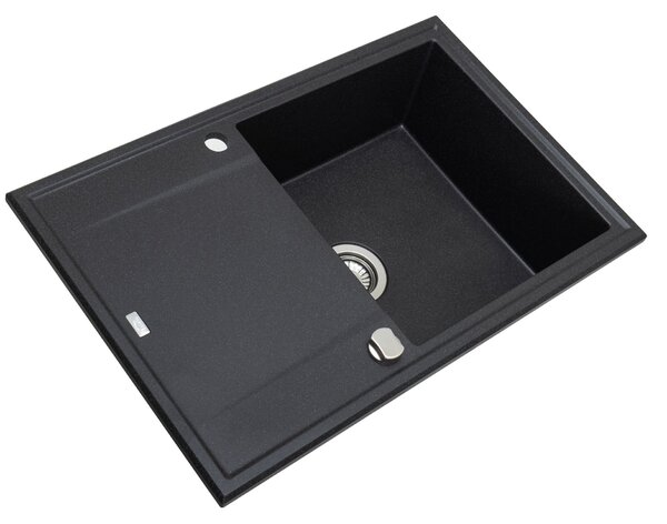 Laveo Megalo, chiuvetă granit cu 1 cameră 780x500x185 mm, negru, LAV-SBE_711T