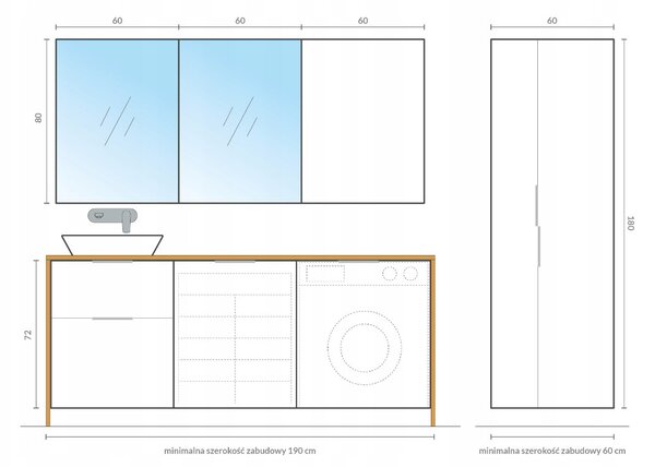 Cersanit City, dulap suspendat 60x14x80 cm, alb lucios, S584-021-DSM