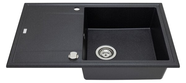 Laveo Megalo, chiuvetă granit cu 1 cameră 780x500x185 mm, negru, LAV-SBE_711T
