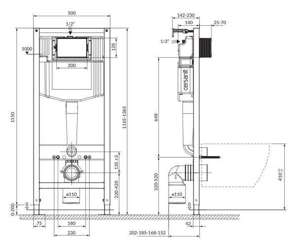 Cersanit City, cadru încastrat System50 PNEU + vas de toaletă suspendat City Square CleanOn + buton cromat Circle, S701-776
