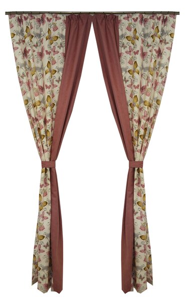 Set draperii Velaria fluturi roz, 2 120x260 cm