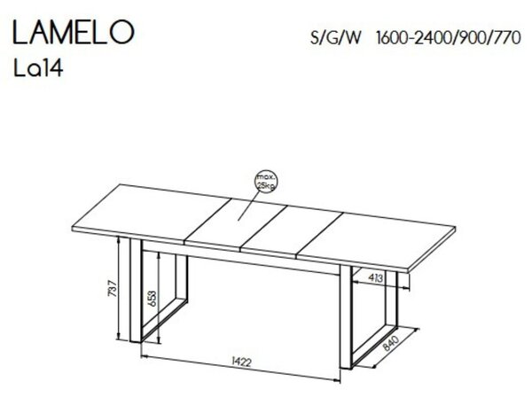 Masă extensibilă Lamelo La14 (160-240 cm)