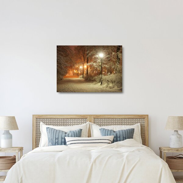 Tablou pe sticlă - Parcul înzăpezit (70x50 cm)
